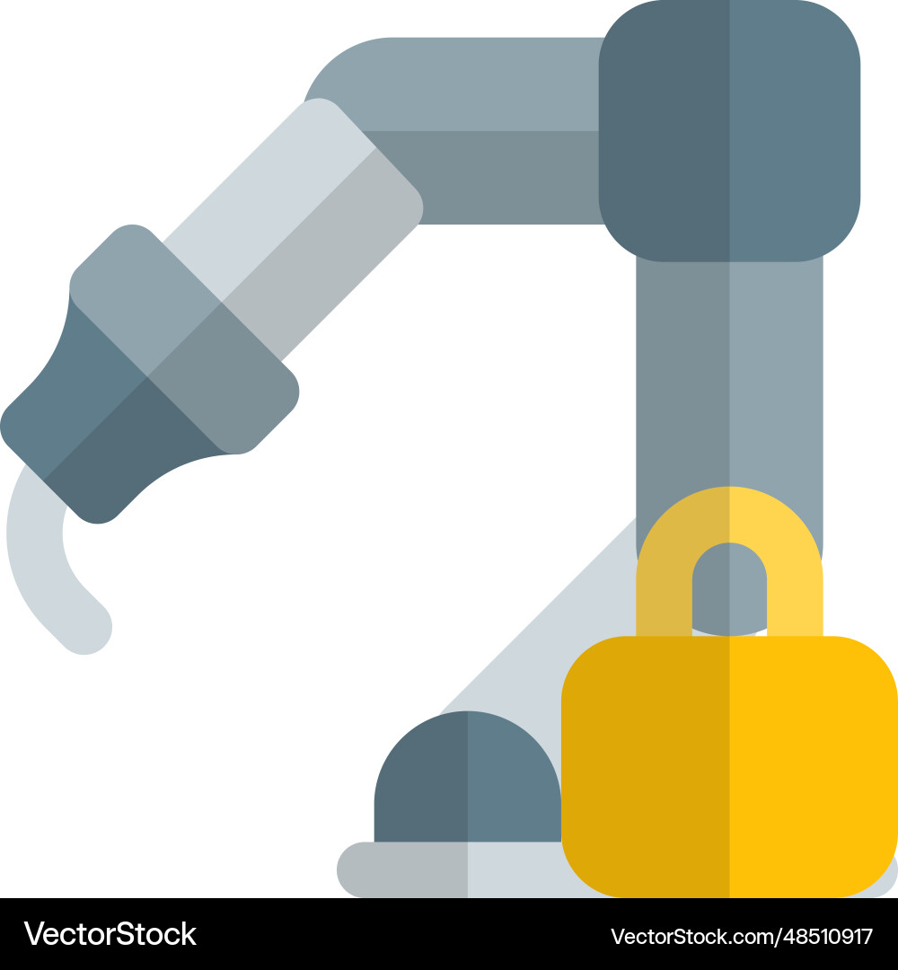 Lock system inbuilt in mechanical arm vector image