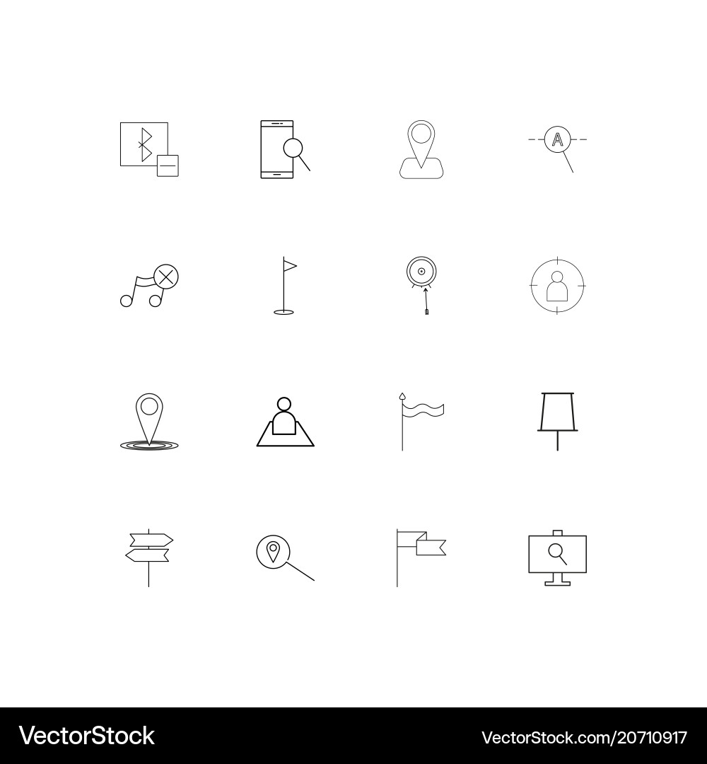 Maps and navigation simple linear icons set vector image