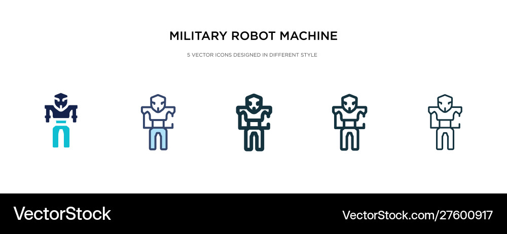 Military robot machine icon in different style Vector Image