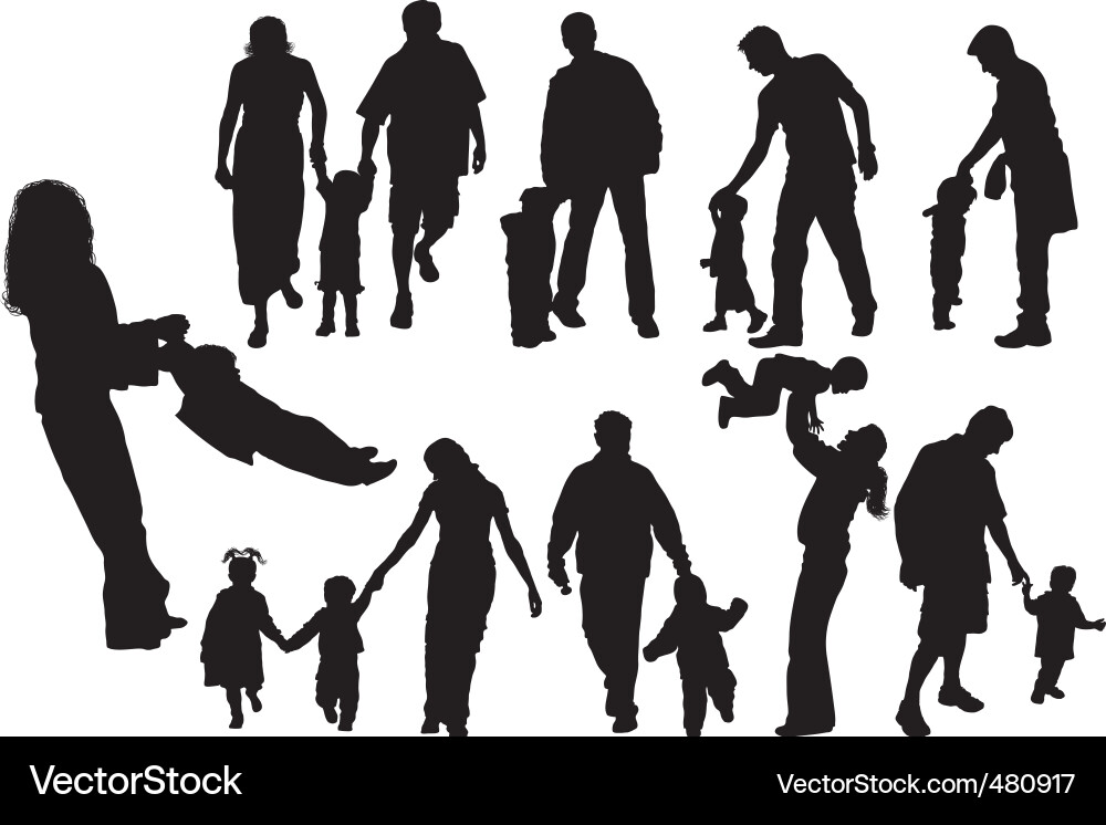 Parent and Child Silhouette vector image