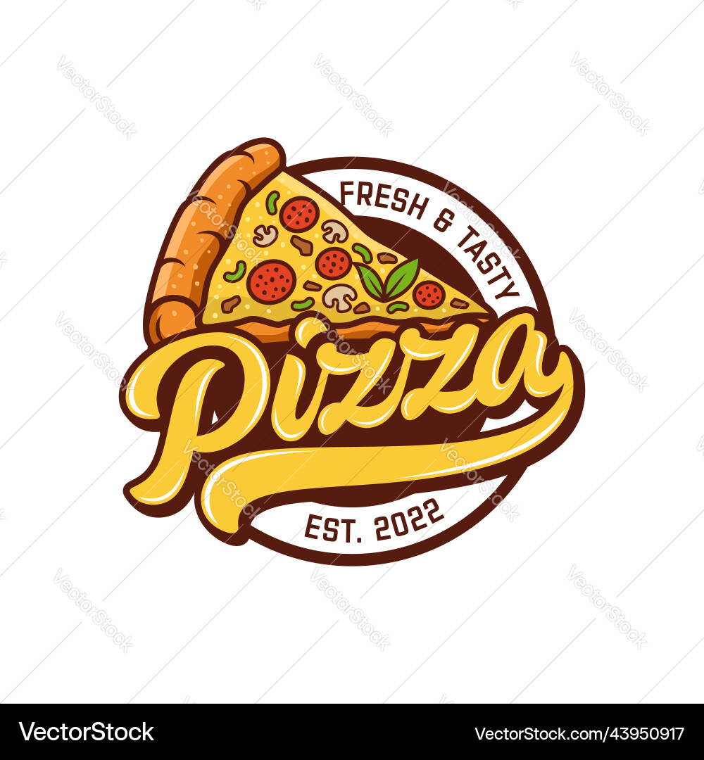 Pizzeria emblem on blackboard pizza logo Vector Image