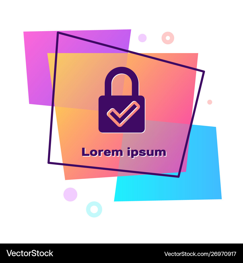 Purple open padlock and check mark icon isolated Purple open padlock and check mark icon isolated vector image