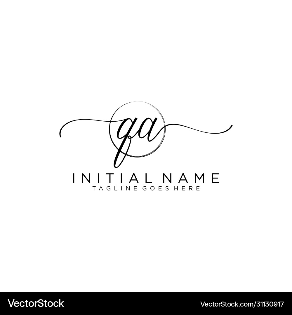 Qa initial handwriting logo with circle template Qa initial handwriting logo with circle template vector image