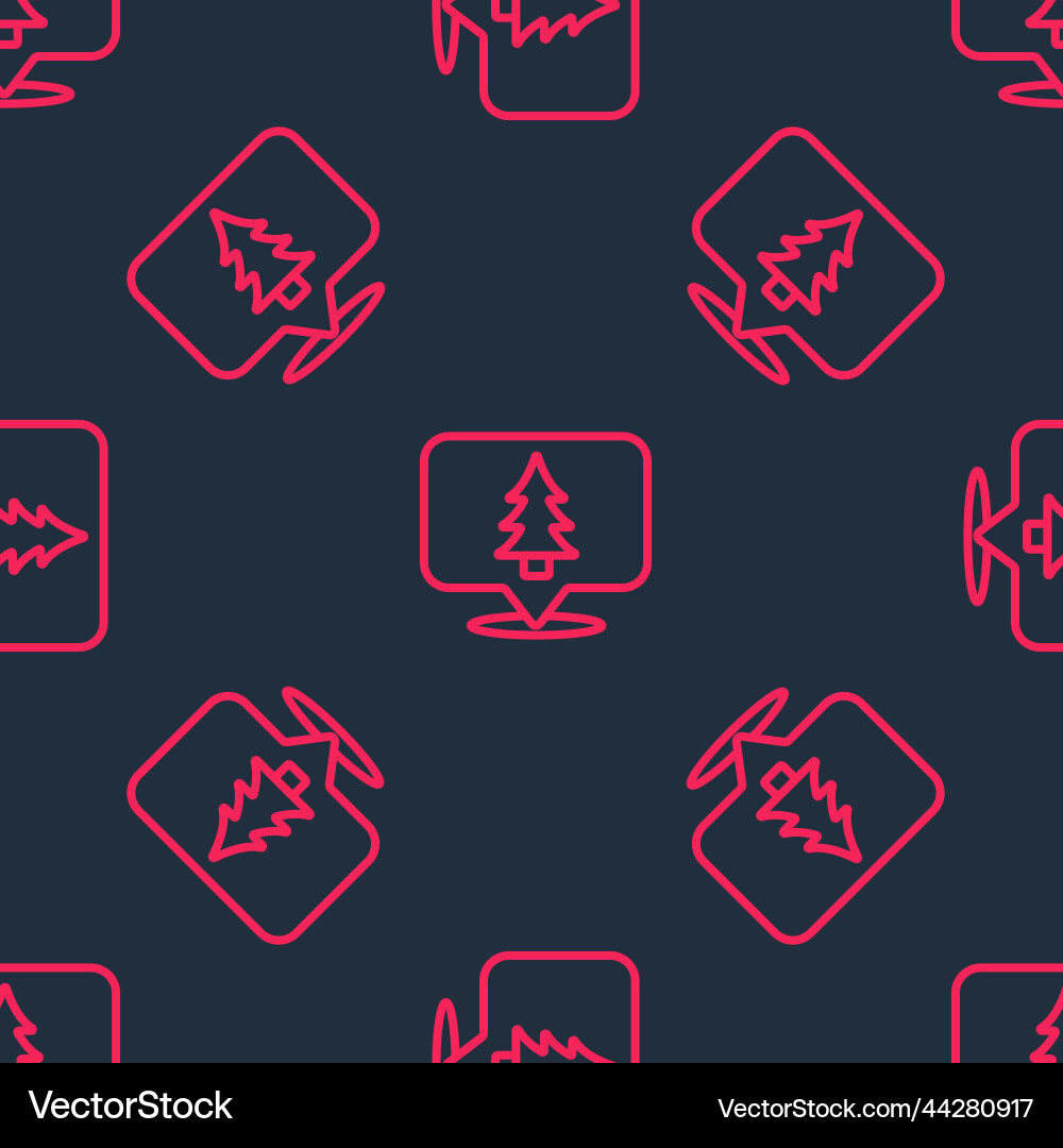 Red line location of the forest on a map icon Red line location of the forest on a map icon Vector Image