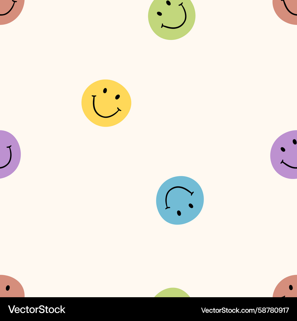 Seamless pattern with colorful smiling faces Seamless pattern with colorful smiling faces Vector Image
