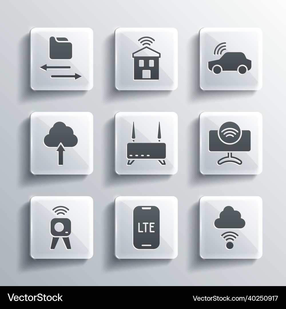 Set lte network cloud connection smart Set lte network cloud connection smart vector image