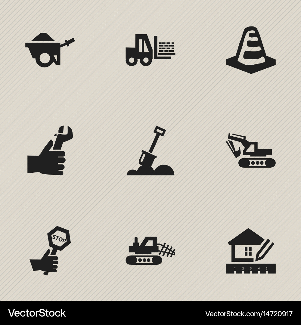 Set of 9 editable building icons includes symbols vector image