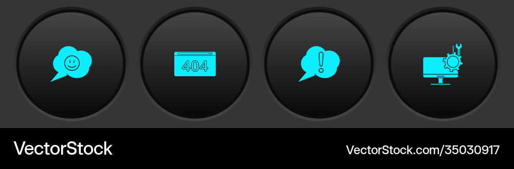 Set speech bubble with smile face page 404 error vector image