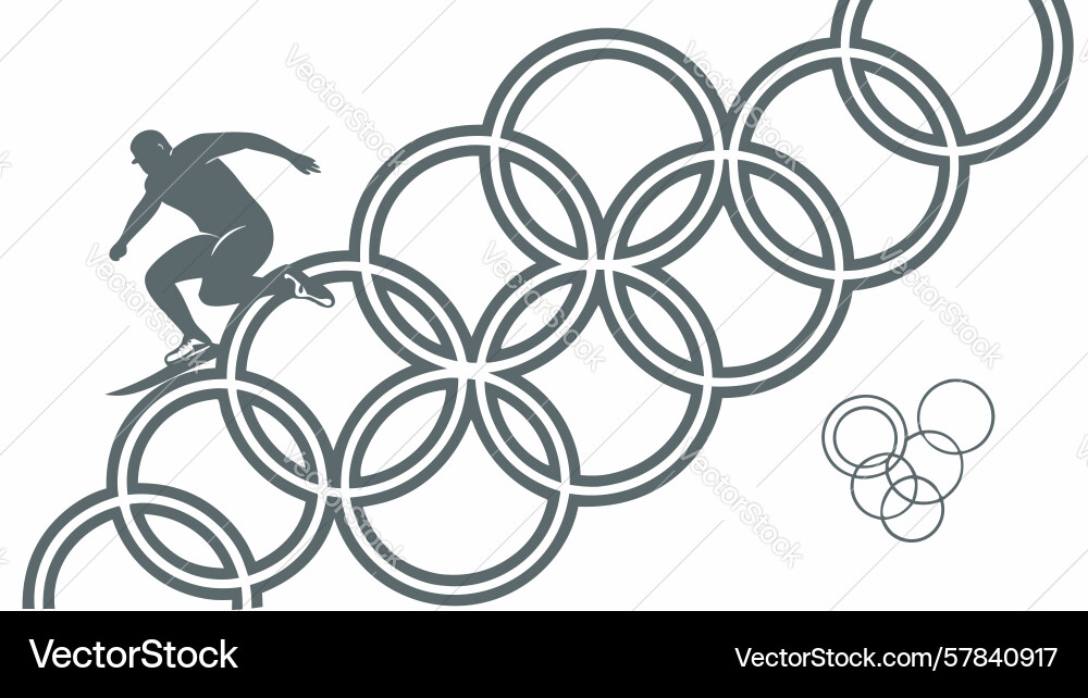 Skateboarder on interlocking circles path design Vector Image