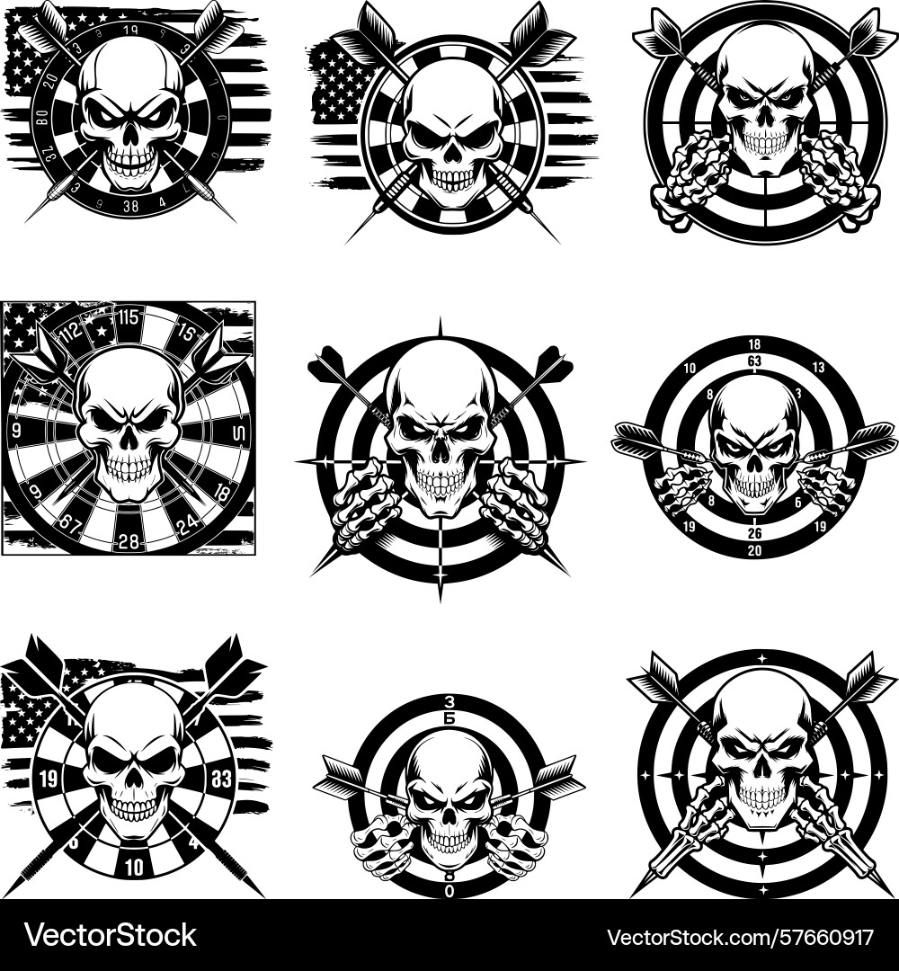 Skull dartboard svg bundle dart game darts Vector Image