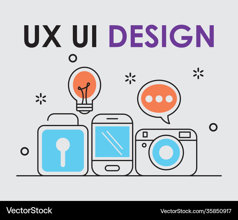 Ux ui design icons half line color style vector image