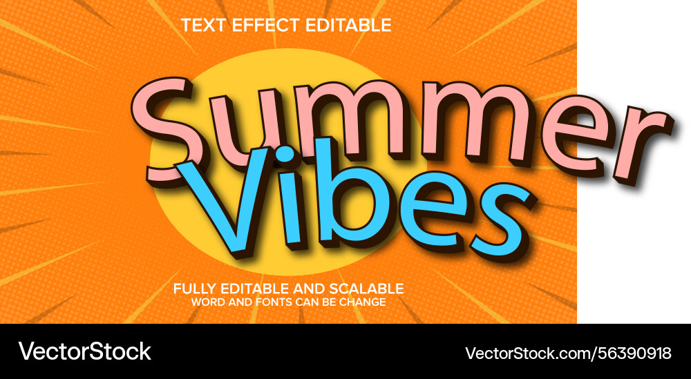 3d text effect summer vibes editable 3d text effect summer vibes editable vector image