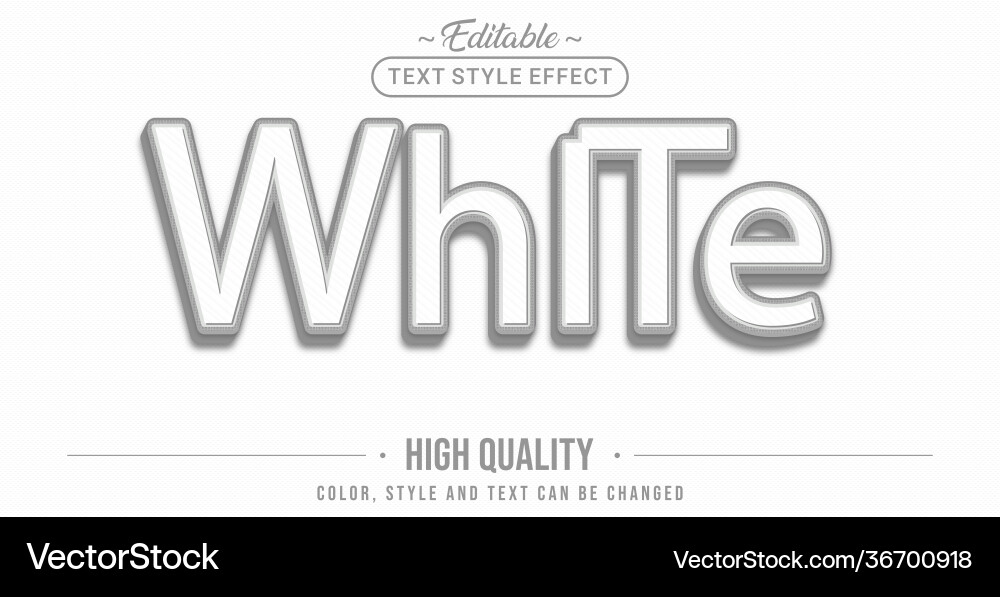 Editable text style effect - white luxury vector image