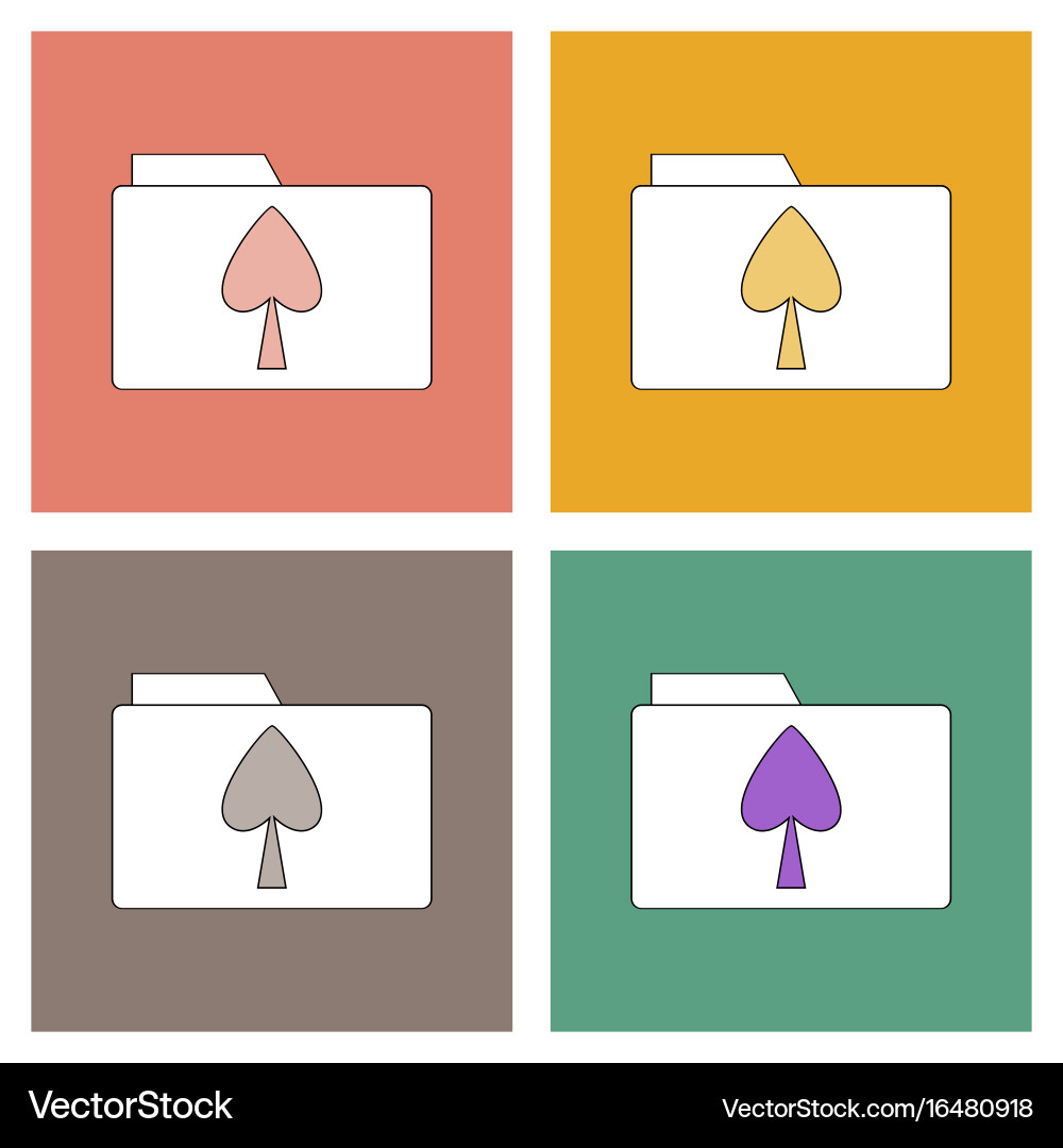 Flat icon design collection spade symbol on folder vector image