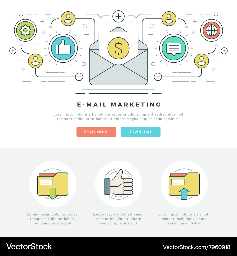 Flat line business concept web site header Vector Image