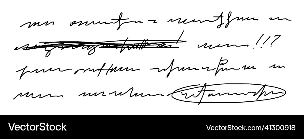 Fragment of unreadable handwriting crossed out Fragment of unreadable handwriting crossed out vector image