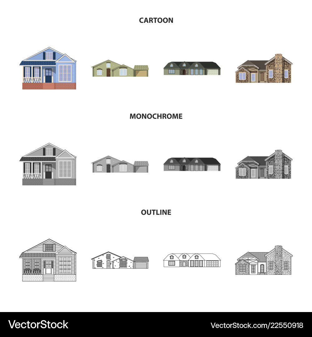 Isolated object of building and front icon set vector image