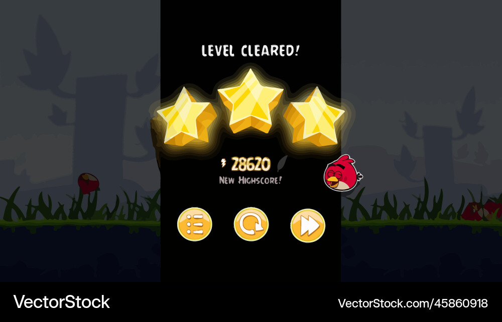 Komplettes Set von Level-Taste Spiel ui Pop-up-Symbol Vektorbild