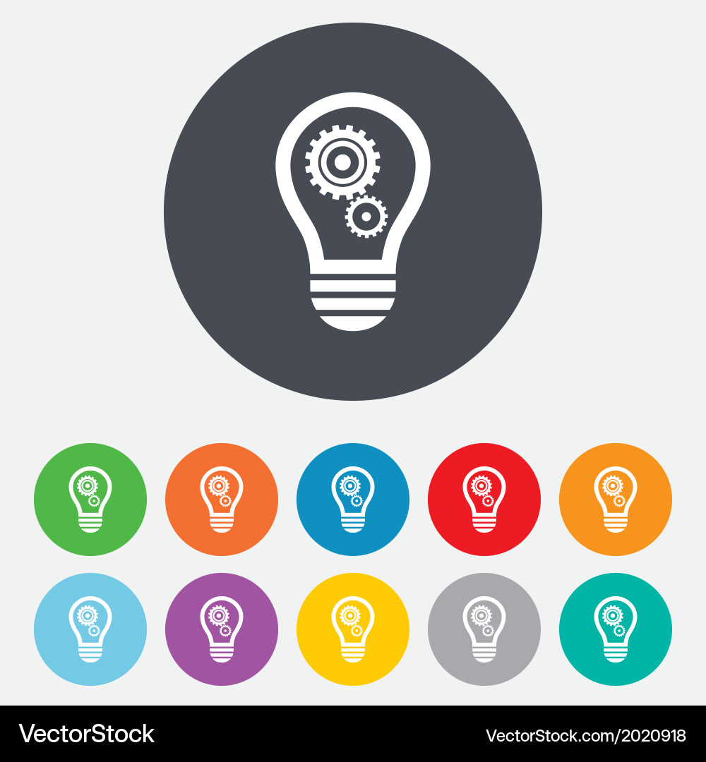 Light Bulb with Gears Icon Vector Image