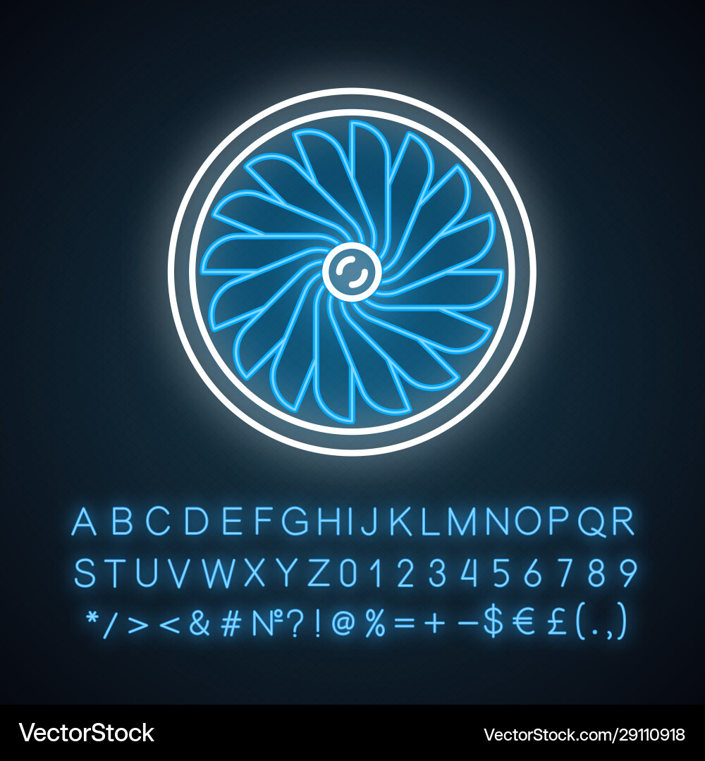 Plane turbine neon light icon Plane turbine neon light icon vector image