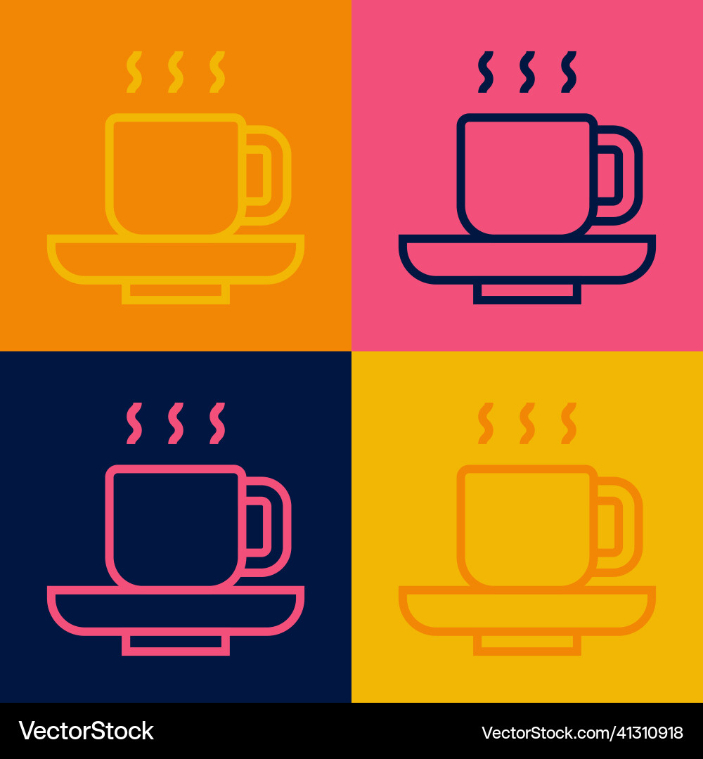 Pop art line coffee cup icon isolated on color Pop art line coffee cup icon isolated on color vector image