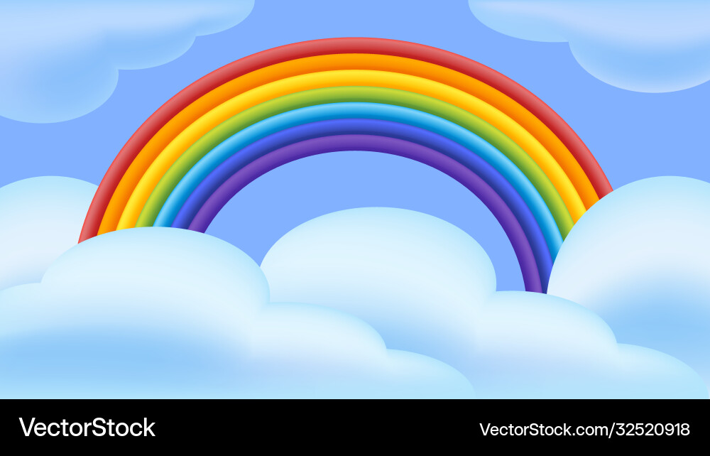 Rainbow and clouds in flat style multicolor Vector Image