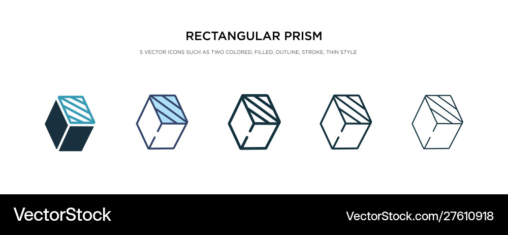 Rectangular prism icon in different style two vector image