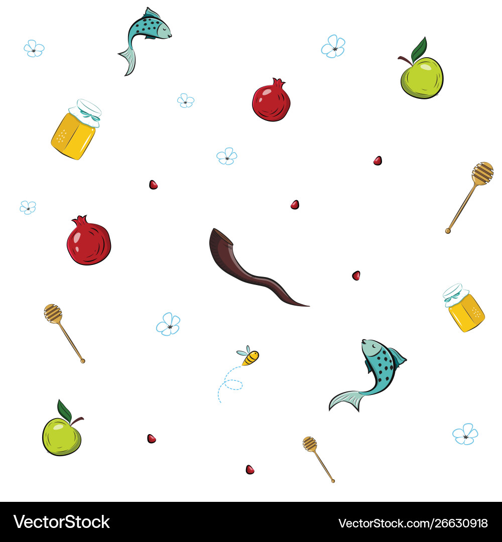 Rosh hashana seamless pattern with symbols Rosh hashana seamless pattern with symbols vector image