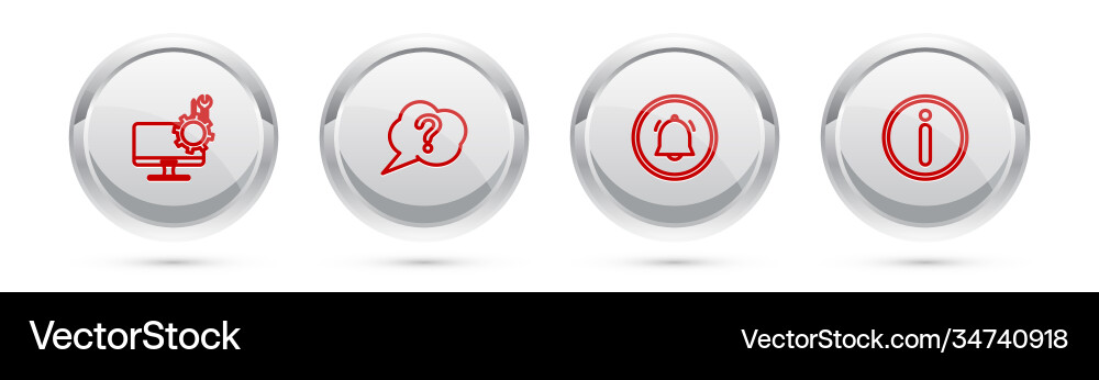 Set line computer monitor service speech bubble Set line computer monitor service speech bubble Vector Image