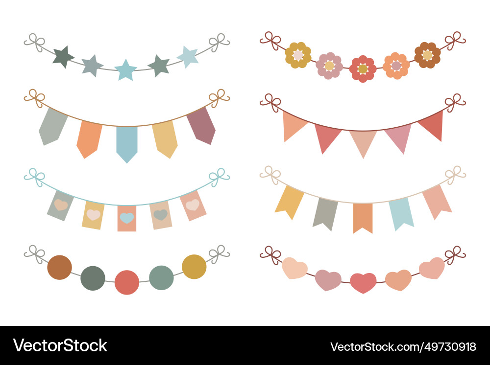 Set of party flags in boho style Vector Image