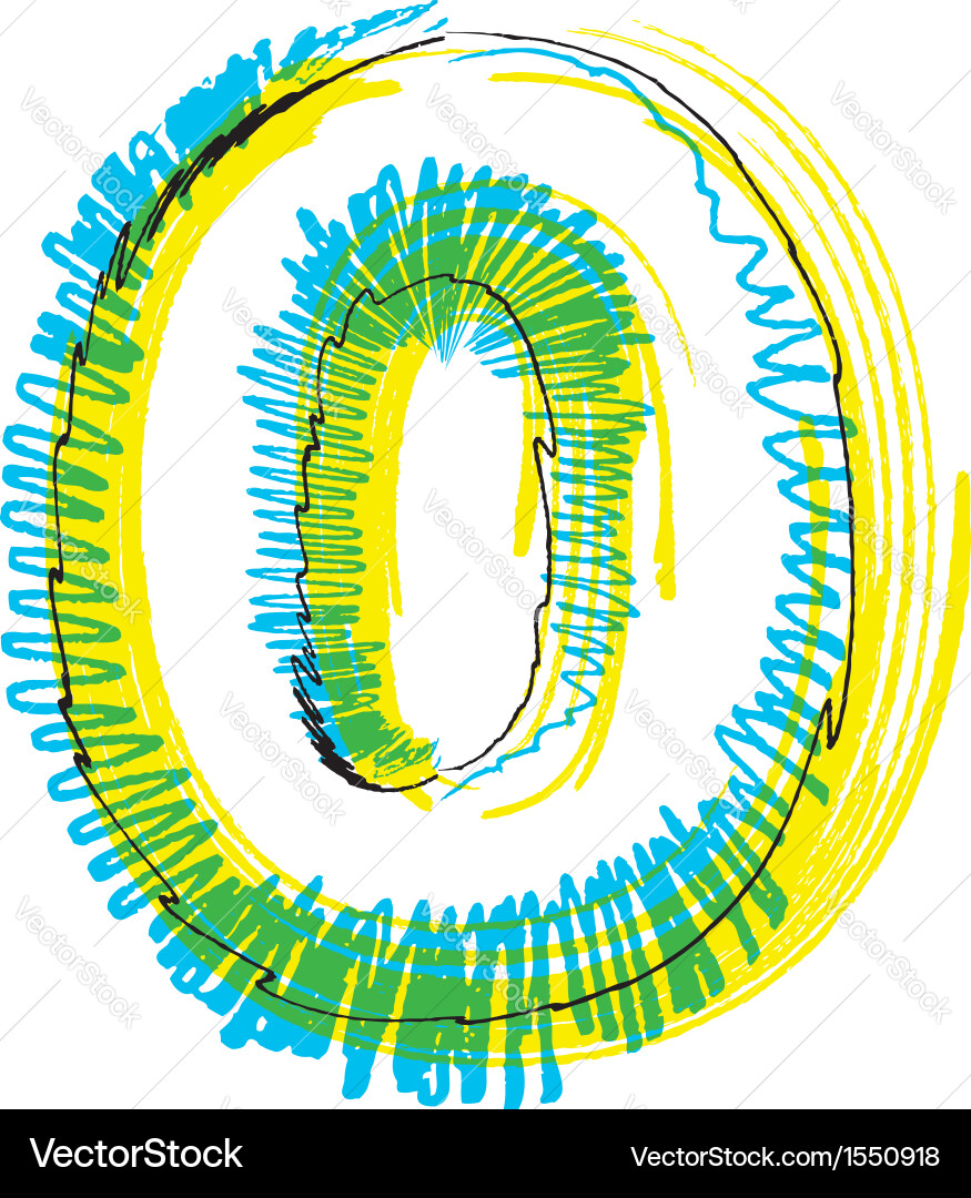 Sketch font number 0 vector image