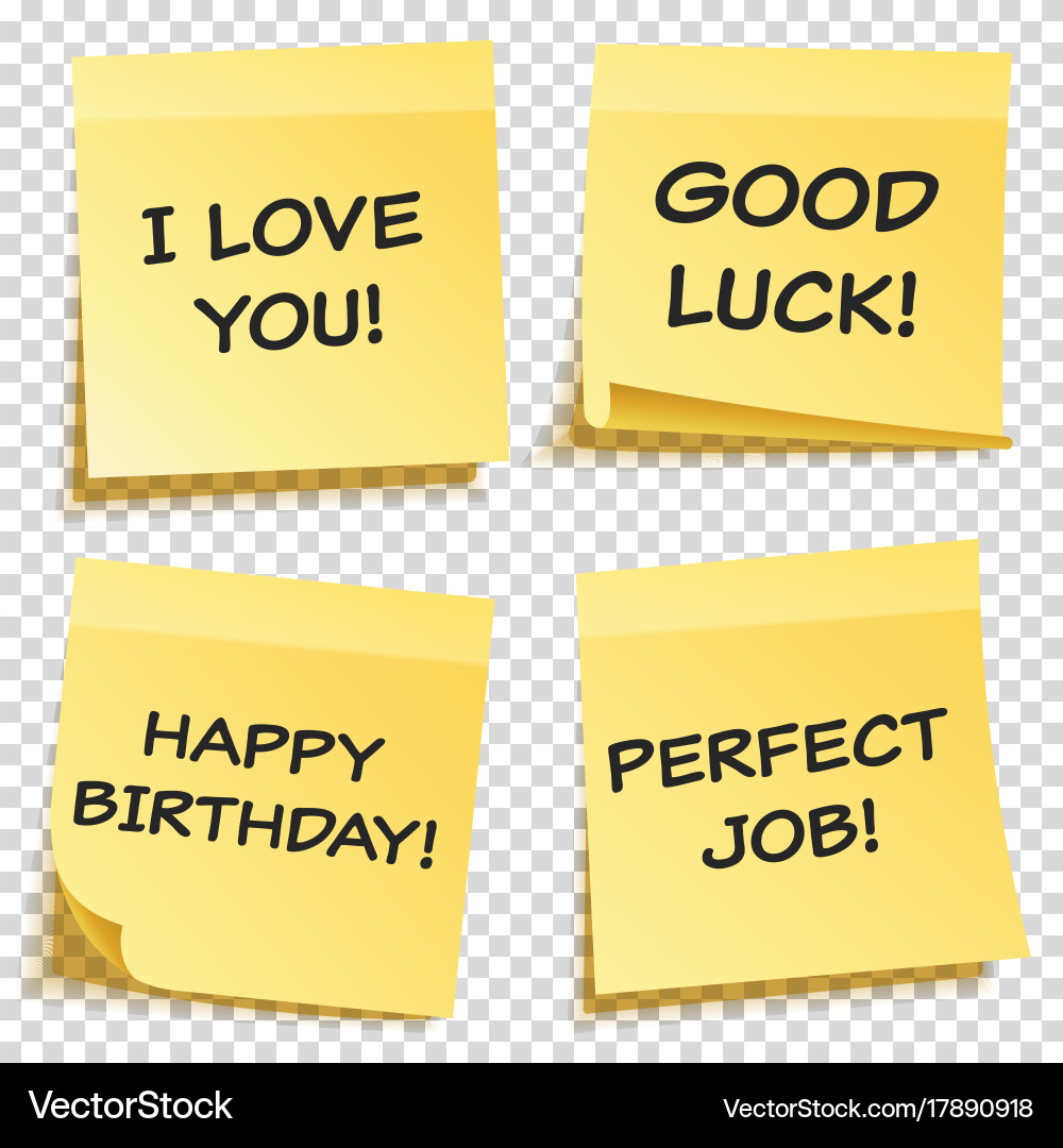 Sticky note with text and shadow isolated vector image