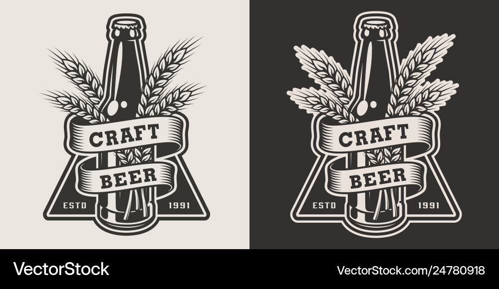 Vintage monochromes handwerkliches Bier-Logo Vintage monochromes handwerkliches Bier-Logo vektorbild
