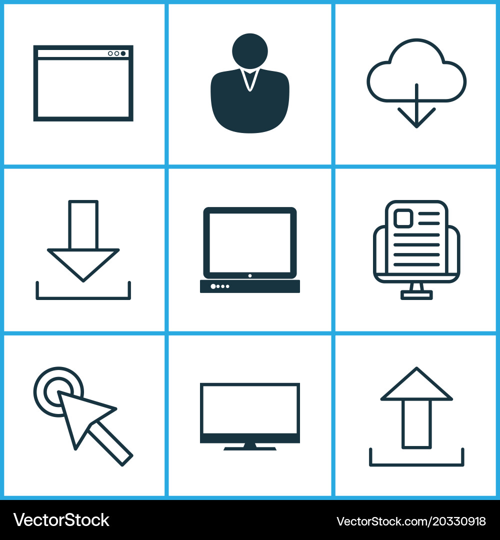 Web icons set with cloud monitor transfer Vector Image