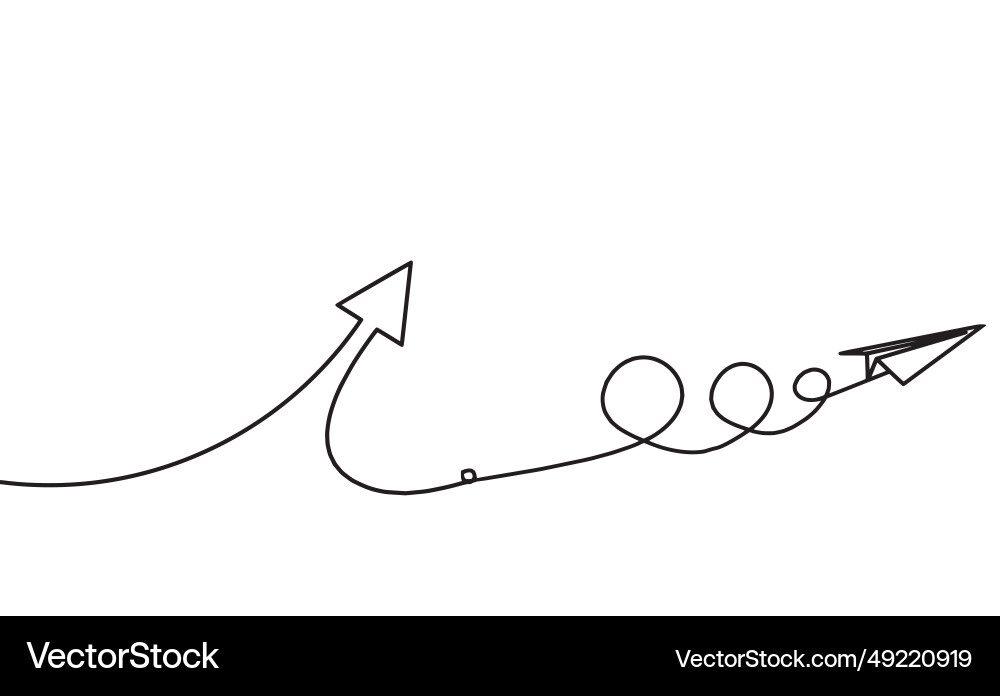Abstract continuous lines arrows with paper plane Abstract continuous lines arrows with paper plane Vector Image