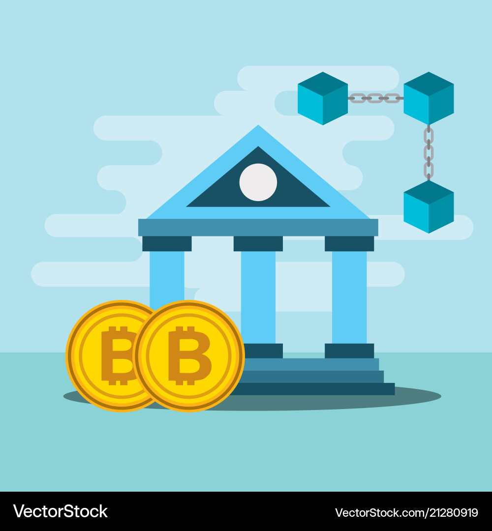 Banking blockchain bitcoin crypto currency vector image