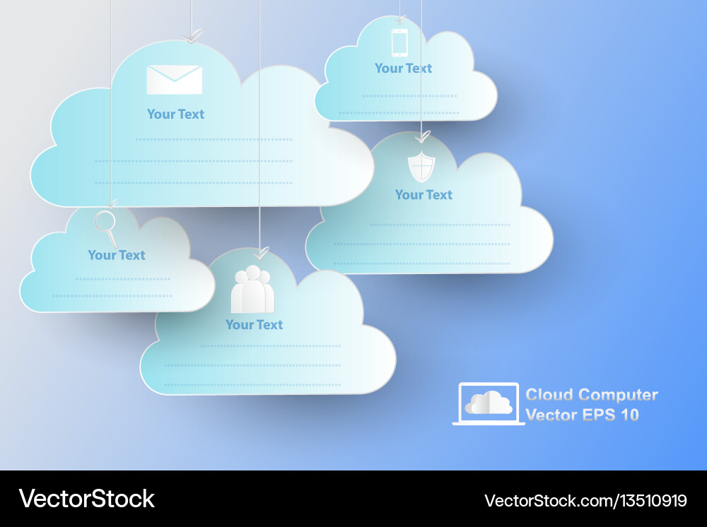 Cloud computer with paper art style vector image