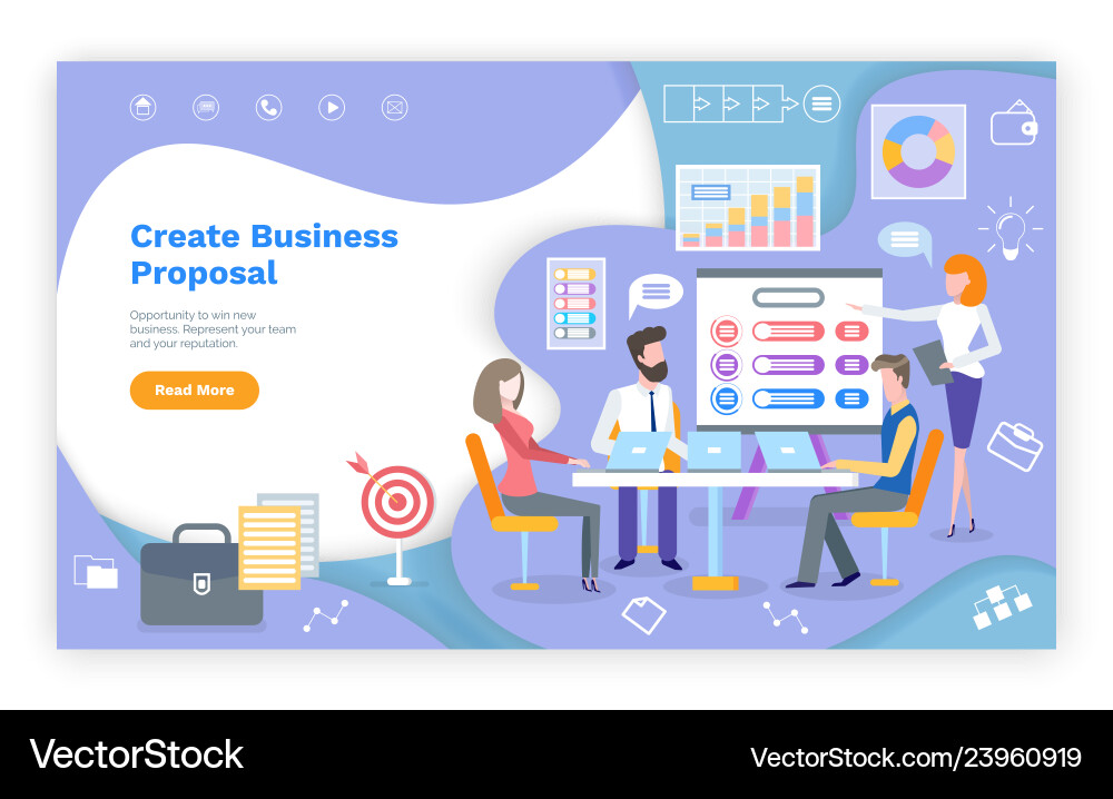 Create teamwork business proposal website vector image