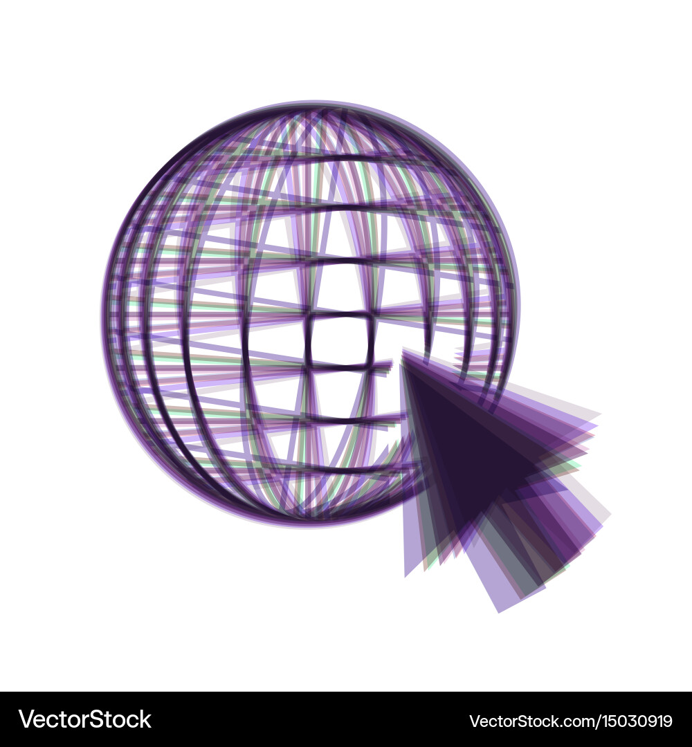 Earth globe with cursor colorful icon Vector Image