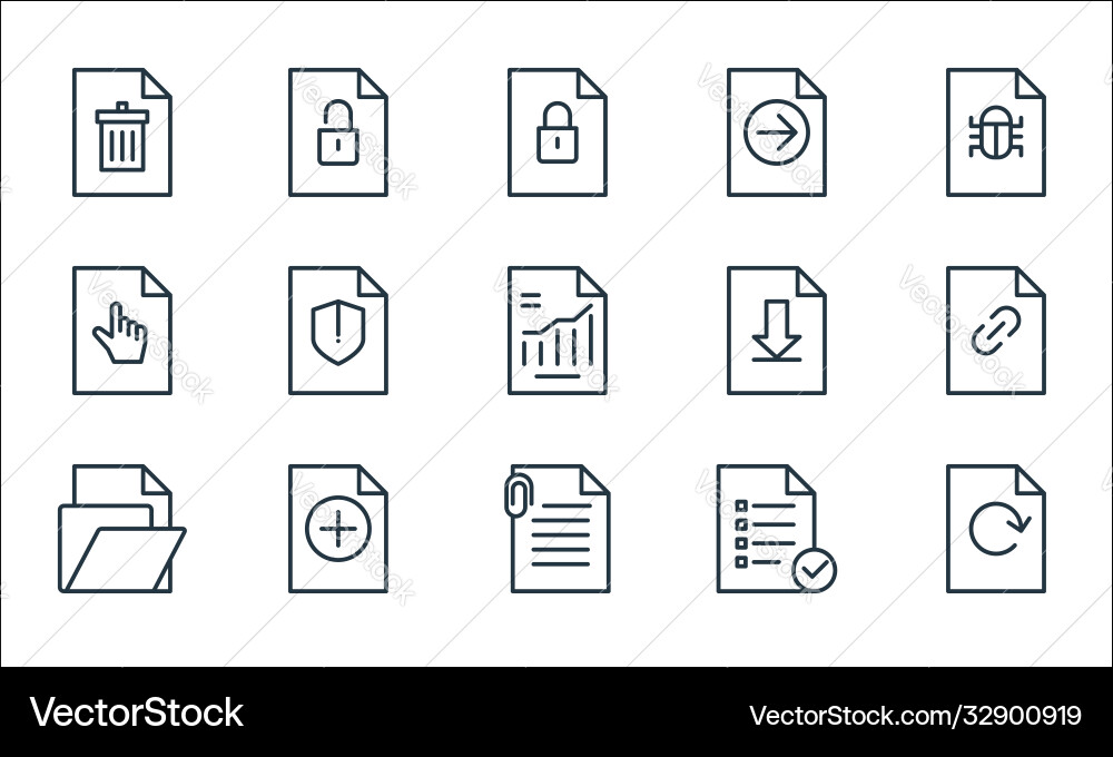 File and document outline line icons linear set File and document outline line icons linear set vector image