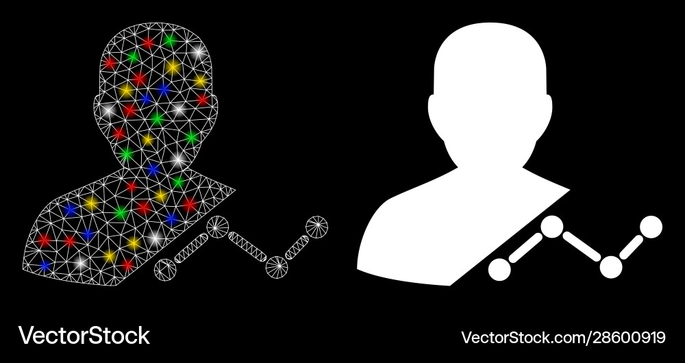 Flare mesh 2d user analytics icon with spots Flare mesh 2d user analytics icon with spots vector image