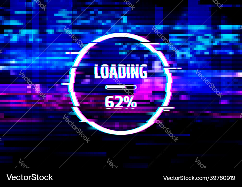 Loading error screen with data glitch effect Loading error screen with data glitch effect vector image