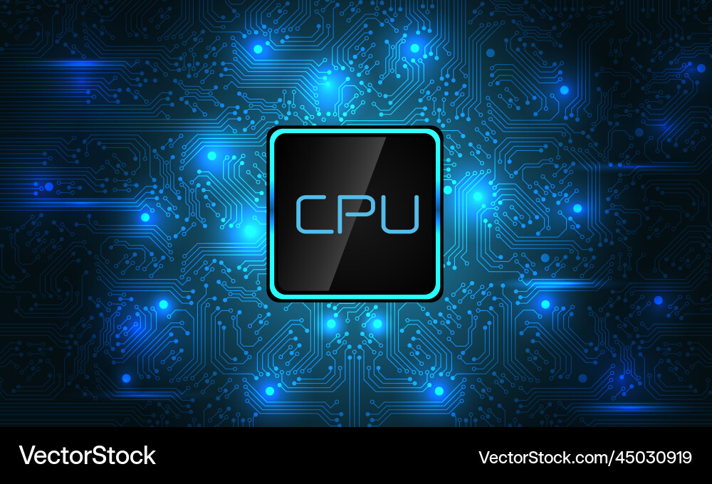 Microprocessor on blue circuit pattern design Microprocessor on blue circuit pattern design vector image