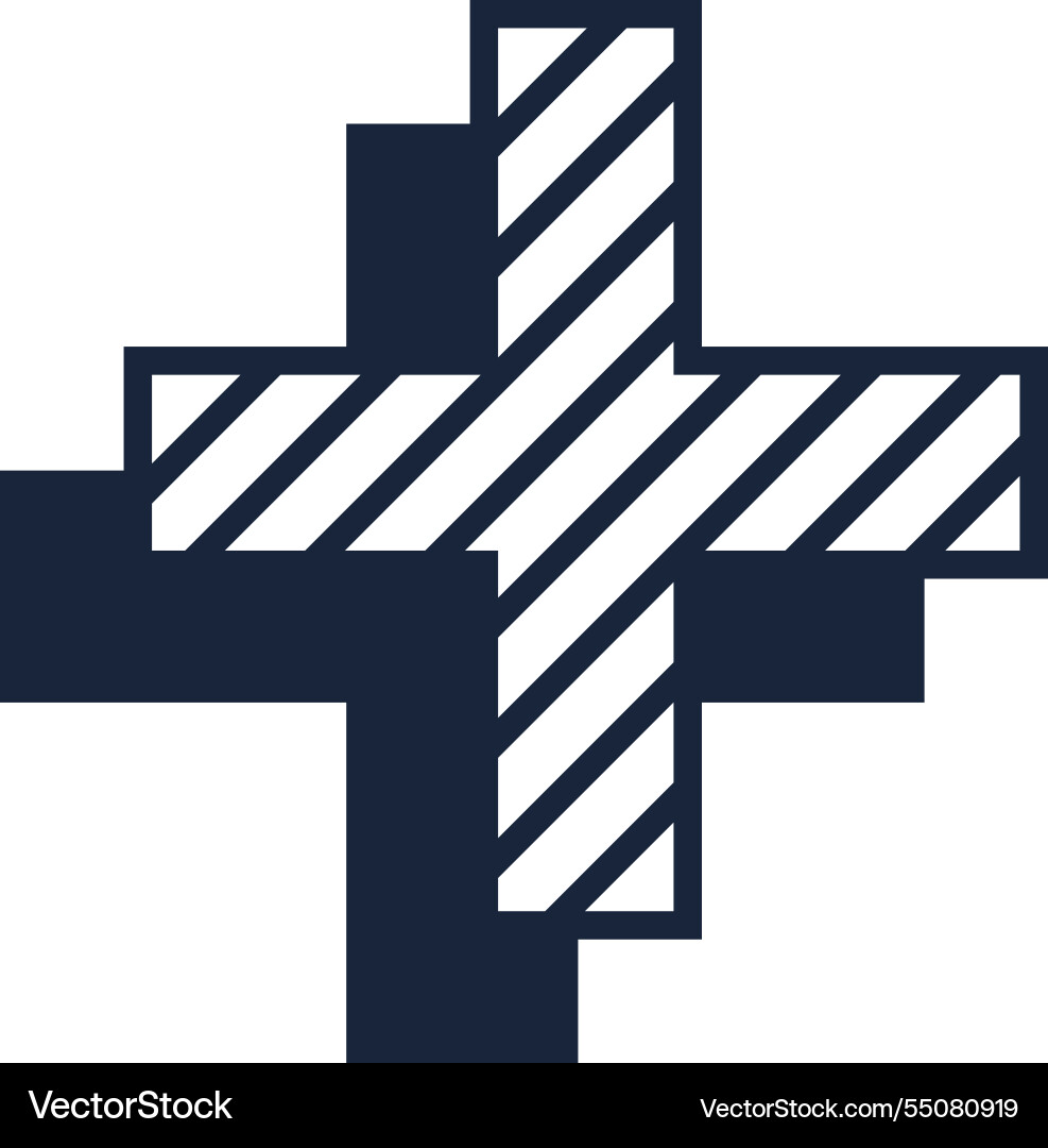 Modern abstract cross design with diagonal stripes Vector Image