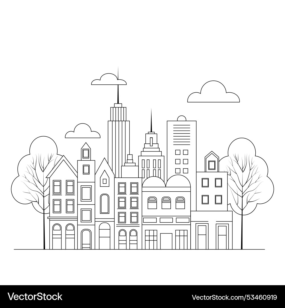 Outline in a simple minimal geometric style Vector Image