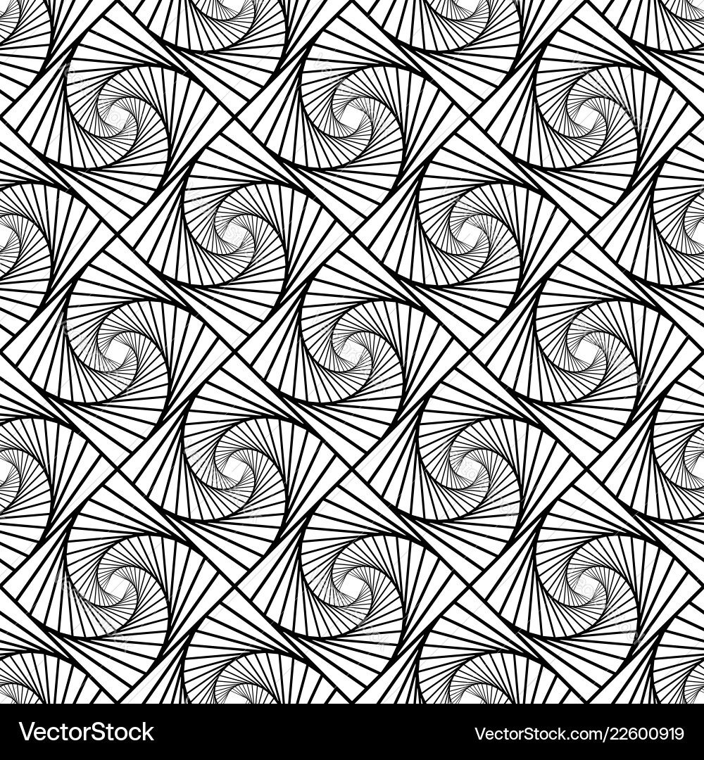 Seamless monochrome pattern with grid of twirly Seamless monochrome pattern with grid of twirly vector image