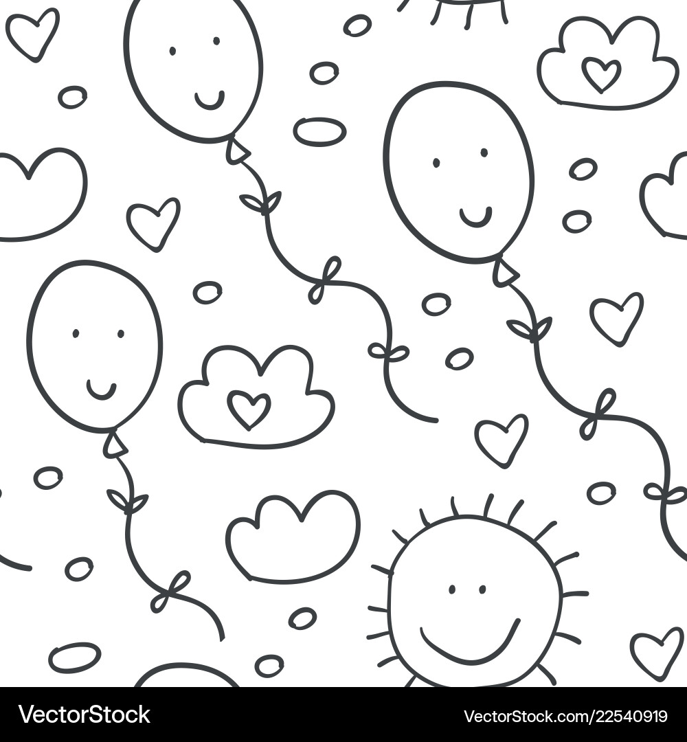 Seamless pattern with clouds balloons and hearts Seamless pattern with clouds balloons and hearts vector image