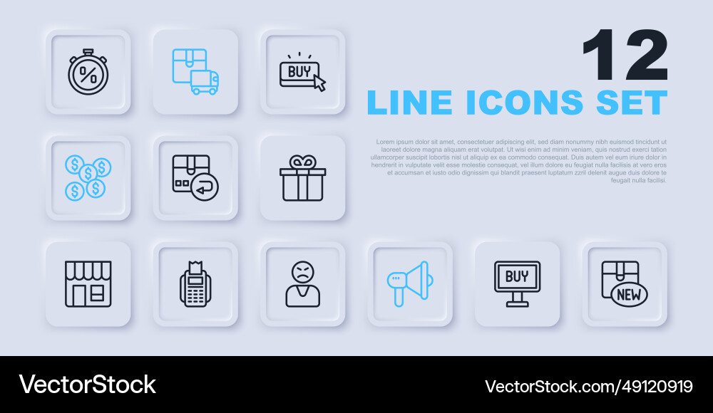 Set line buy button new collection return Vector Image