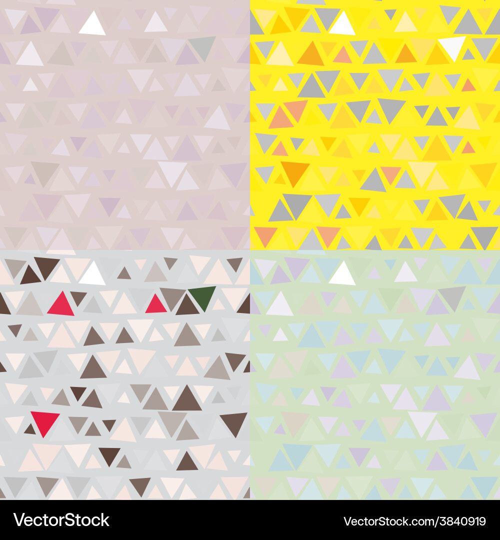 Set of 4 seamless pattern triangles Vector Image
