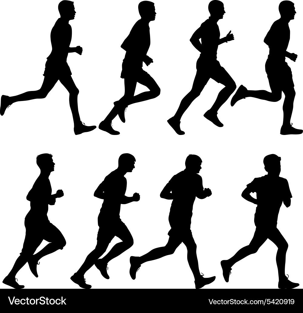 Set of silhouettes runners on sprint men Vector Image